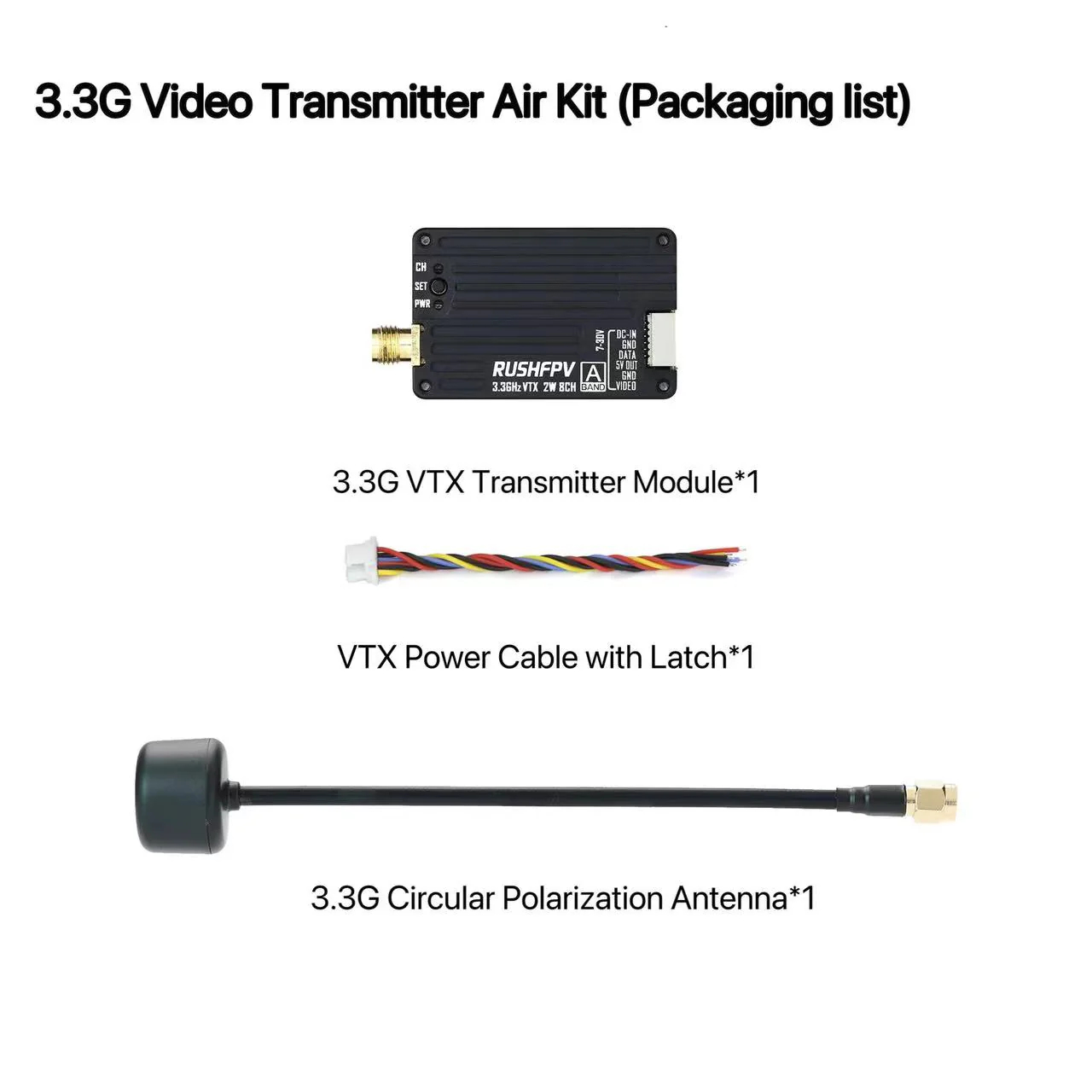 RUSHFPV 3.3G 2W VTX Transmitte - Drone Antenna recensie en prijs
